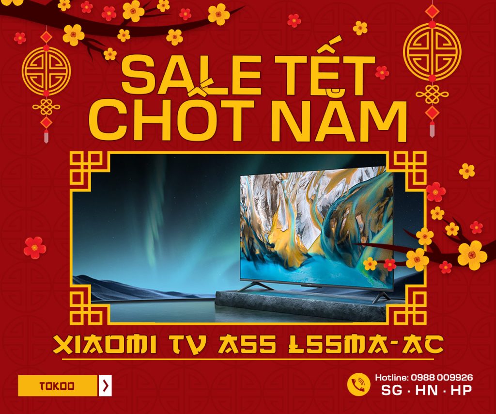 Tivi Xiaomi A55 55 inch- Màn hình 4K, tần số 120Hz, WiFi 2,4GHz/5GHz L55MA-AC