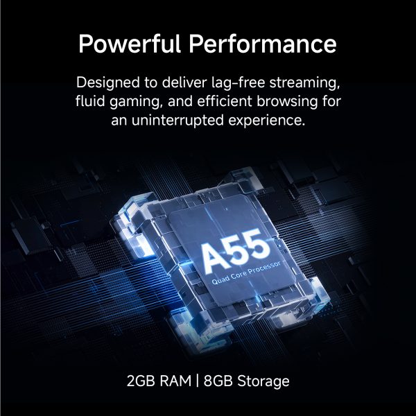 Bộ vi xử lý Quad-core Cortex A55 kết hợp GPU Mali-G52 MC1, RAM 2GB và bộ nhớ trong 8GB