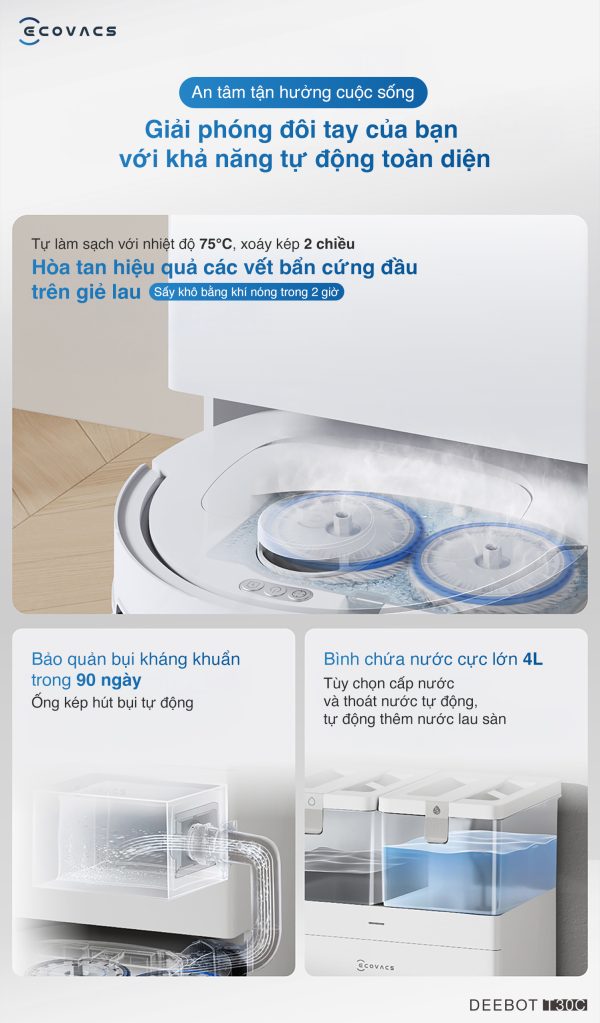 Robot hút bụi lau nhà Ecovacs Deebot T30C - Hình ảnh 13