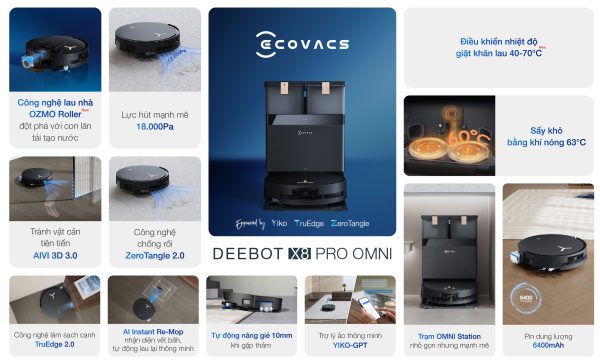 Robot hút bụi Ecovacs Deebot X8 Pro Omni - Hình ảnh 11