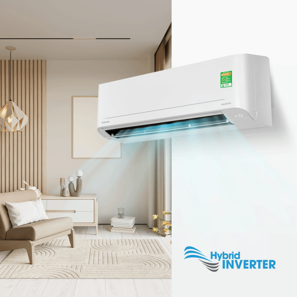 Trên Điều hòa không khí RAS-H10S5KCV2G-V với bộ điều khiển Toshiba Hybrid Inverter tích hợp 2 mô-đun điều khiển riêng biệt để đảm bảo sự thoải mái tự nhiên một cách liên tục và nhanh chóng đạt được hiệu suất năng lượng tối ưu.