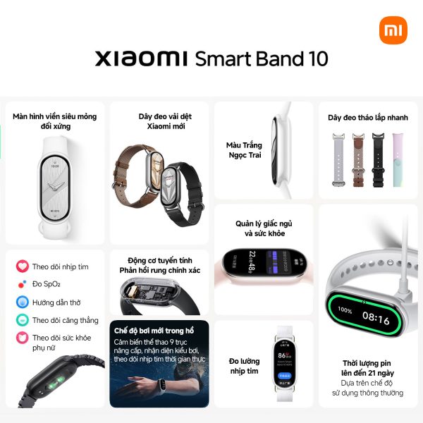 Vòng Đeo Tay Thông Minh Xiaomi Mi band 10 Theo Dõi Sức Khỏe, Bản Quốc Tế - Hình ảnh 2