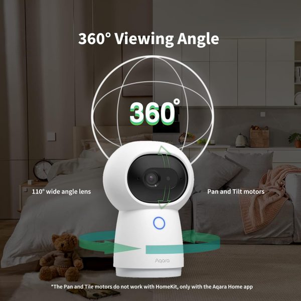 Camera Aqara Hub G3 2K Security Indoor, Nhận dạng khuôn mặt và cử chỉ AI, Điều khiển từ xa hồng ngoại, Góc xem 360° thông qua chế độ xoay ngang và nghiêng, Tương thích với Alexa, HomeKit Secure Video, Google Assistant, IFTTT - Hình ảnh 4