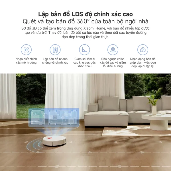 Robot hút bụi Xiaomi Vacuum H40, lau sàn 2 trong 1, Lực Hút Mạnh 10000Pa - Bản Quốc Tế - Hình ảnh 6