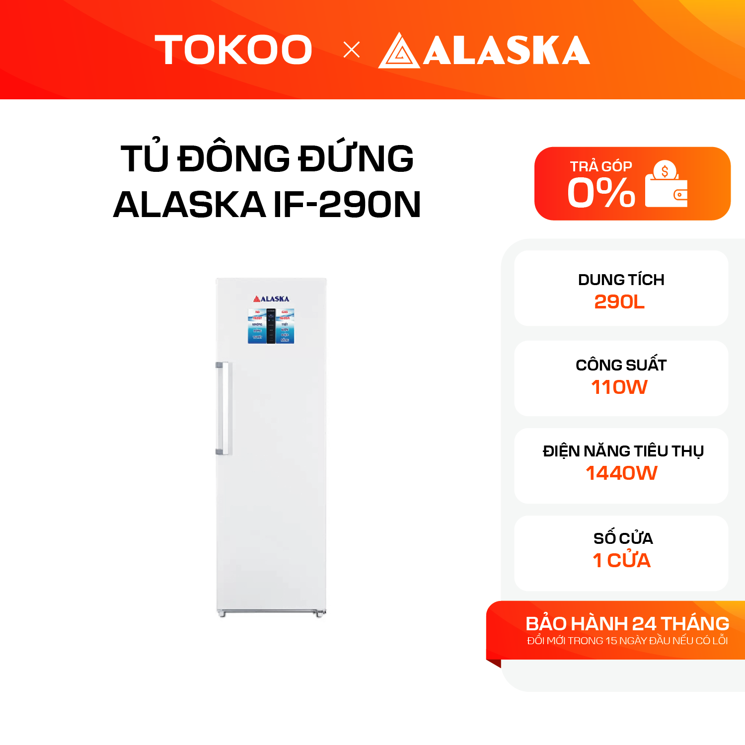 Tủ Đông Đứng Alaska 290 Lít IF-290N