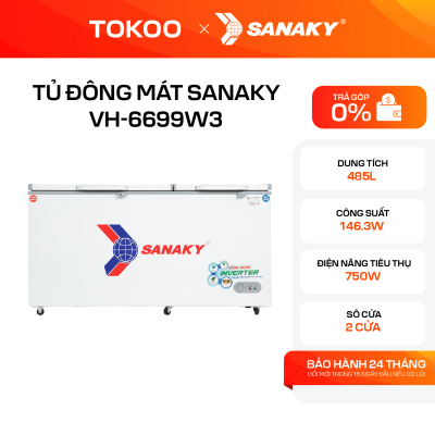 Tủ Đông Mát Sanaky Inverter 485 lít VH-6699W3