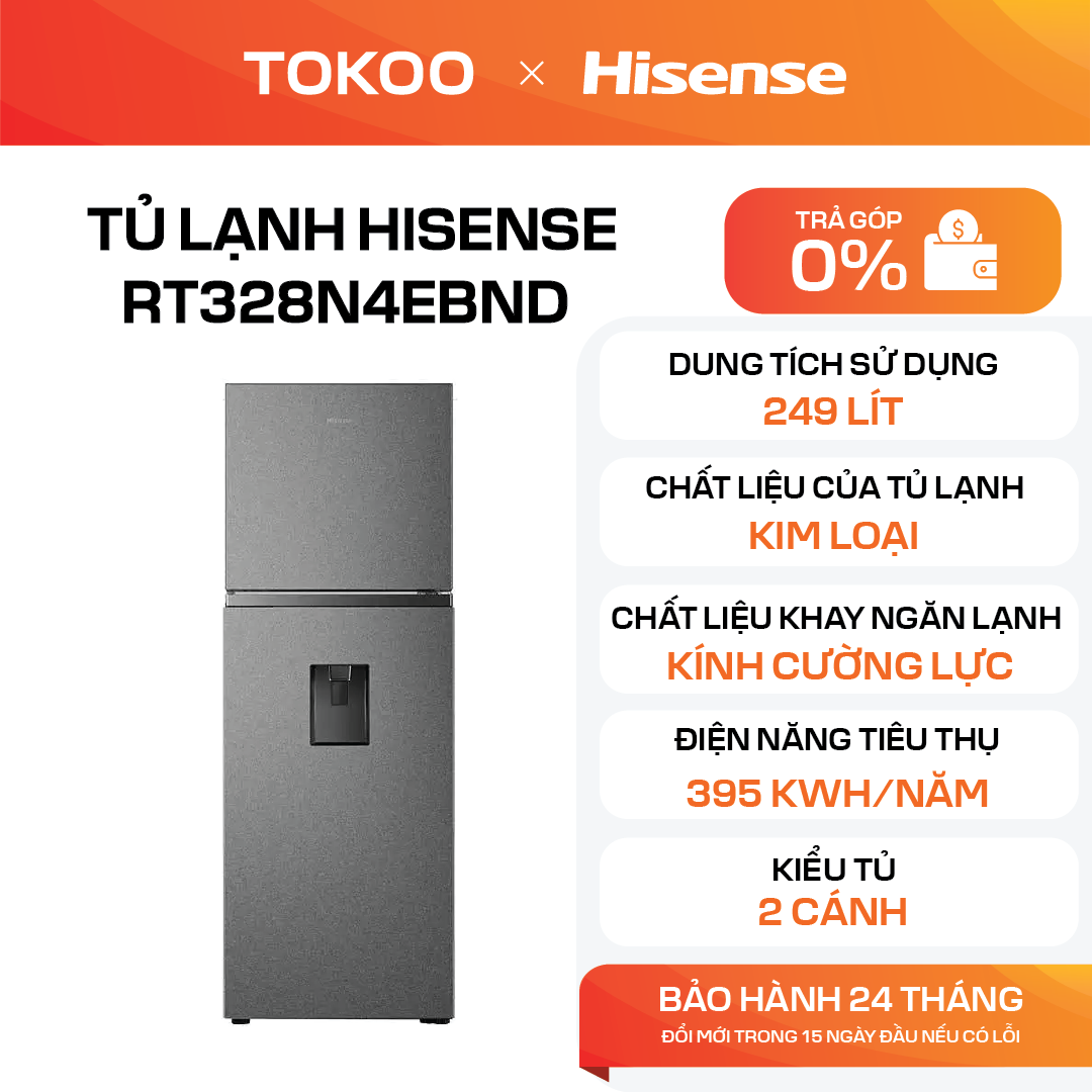 Tủ lạnh Hisense RT328N4EBND 249L