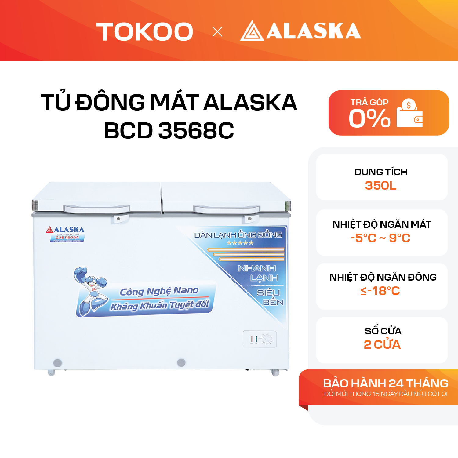 Tủ đông mát Alaska BCD 3568C