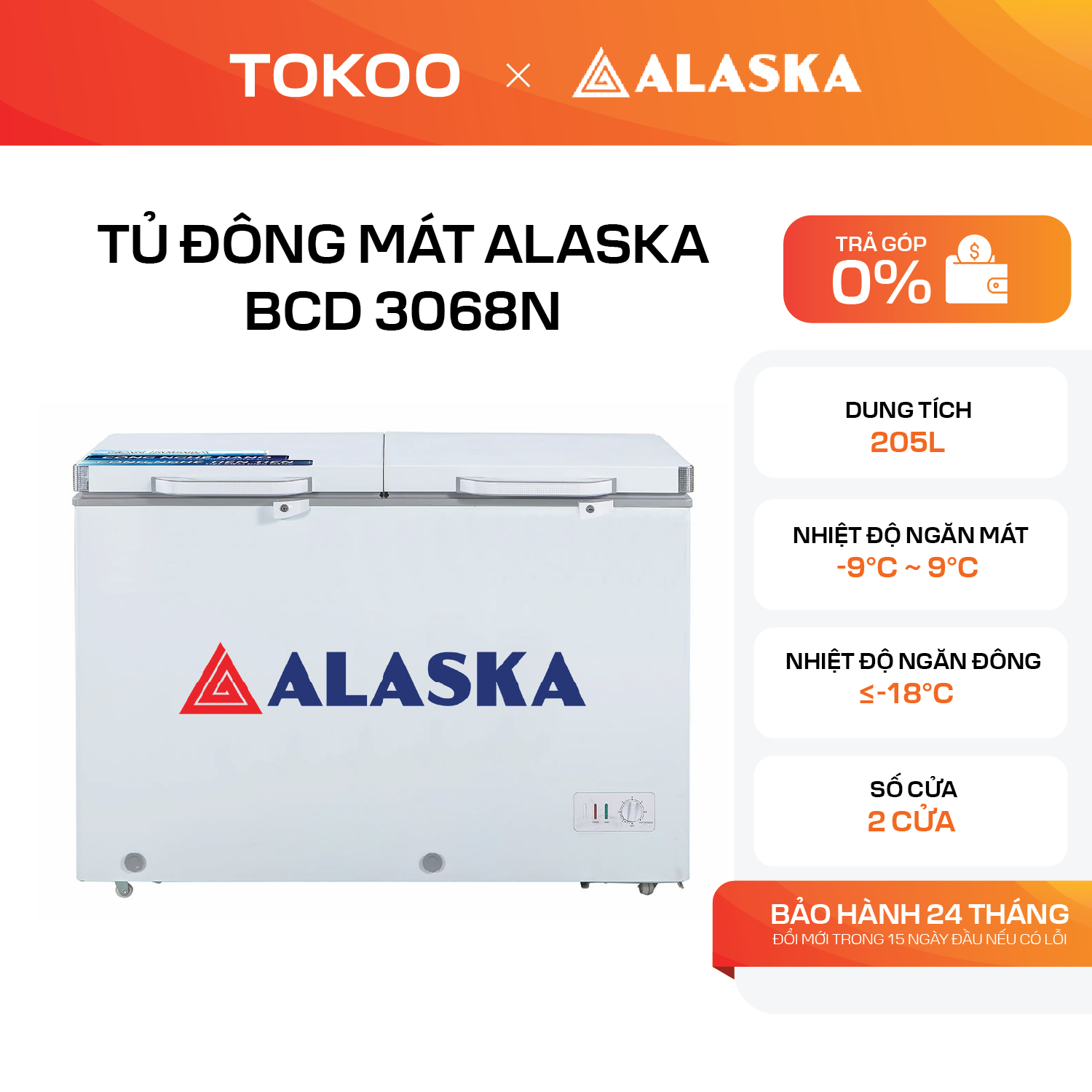 Tủ đông mát Alaska BCD 3068N