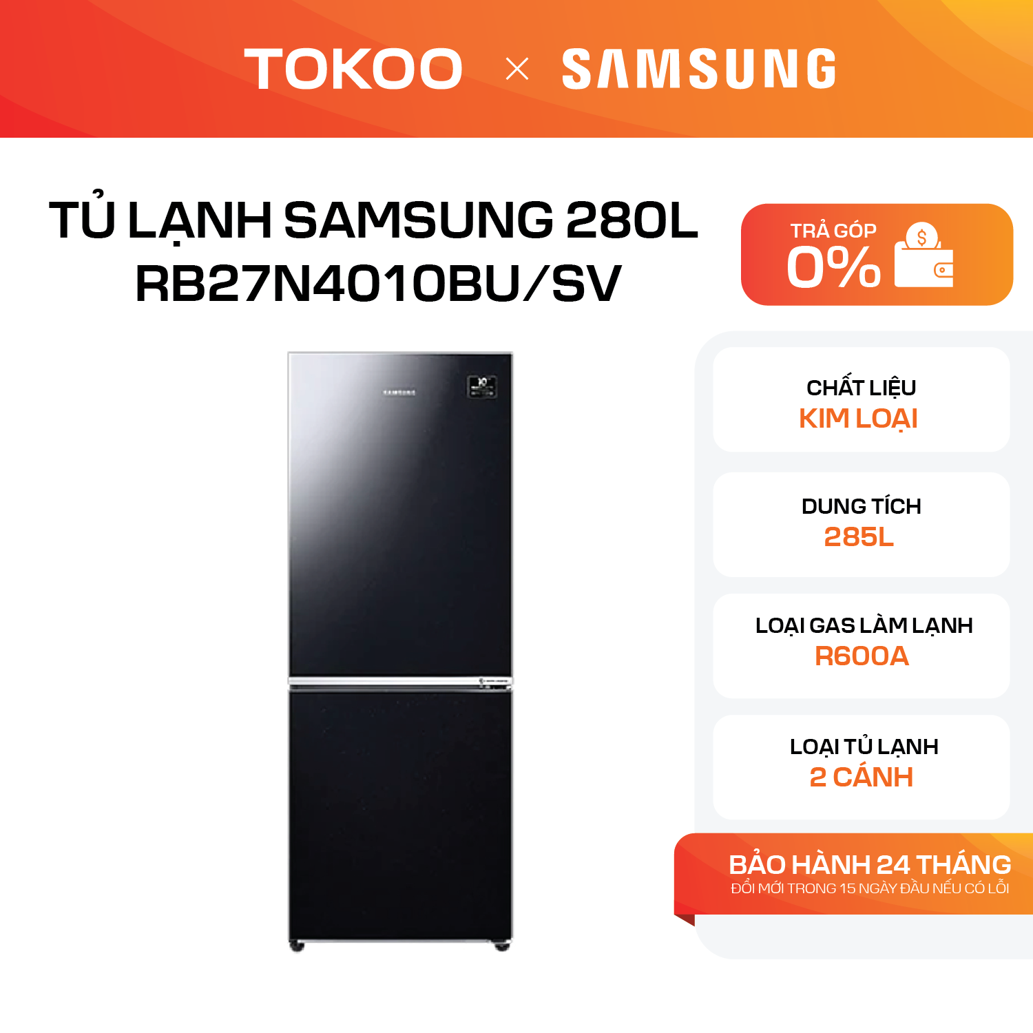 Tủ lạnh Samsung 280L RB27N4010BU/SV