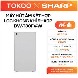 MÁY HÚT ẨM KẾT HỢP LỌC KHÔNG KHÍ SHARP DW-T30FV-W