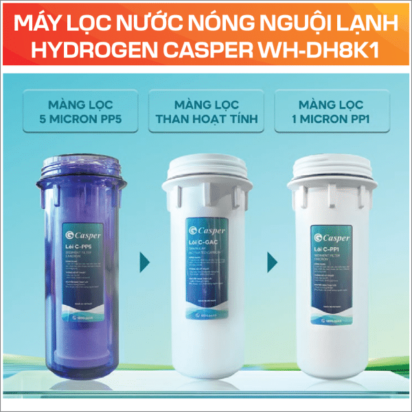 MÁY LỌC NƯỚC NÓNG NGUỘI LẠNH HYDROGEN CASPER WH-DH8K1 - Ảnh 4