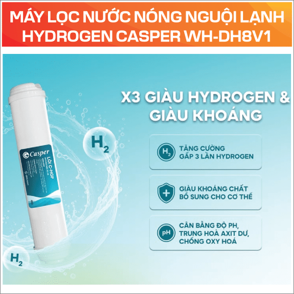 MÁY LỌC NƯỚC NÓNG NGUỘI LẠNH HYDROGEN CASPER WH-DH8V1 - Ảnh 4