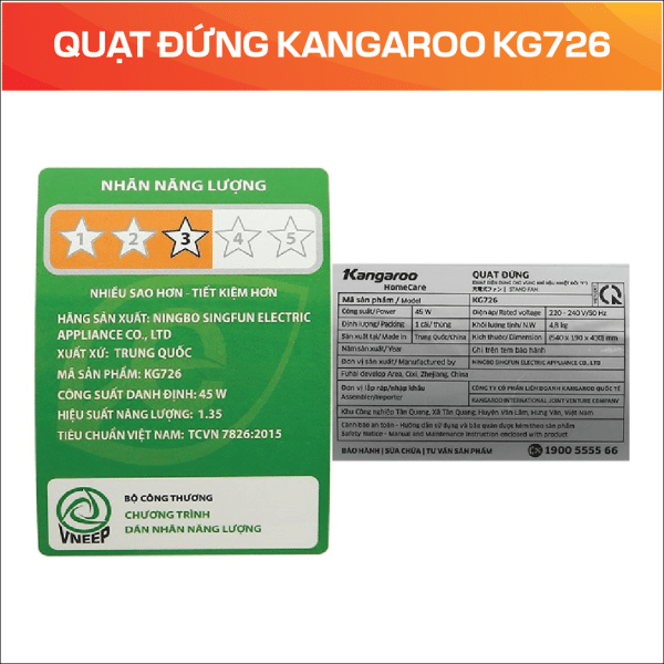 QUẠT ĐỨNG KANGAROO KG726 - Ảnh 5