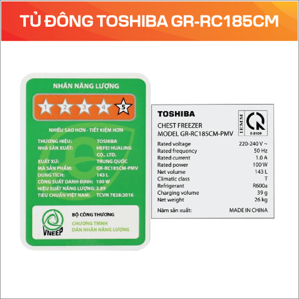 TỦ ĐÔNG TOSHIBA GR-RC185CM - Ảnh 5