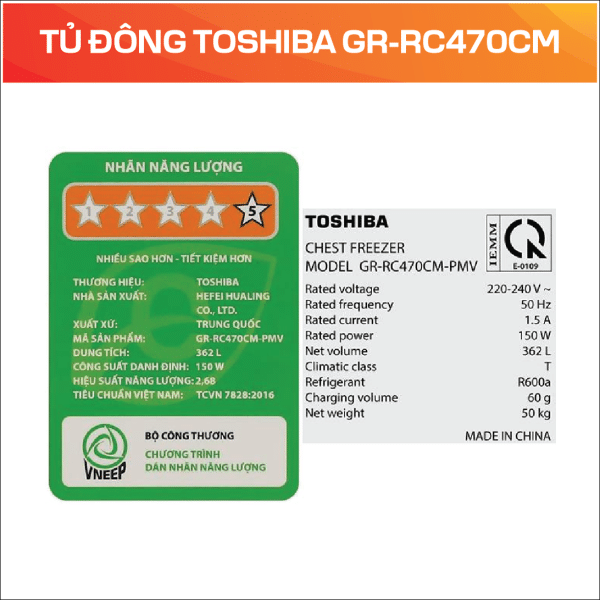 TỦ ĐÔNG TOSHIBA GR-RC470CM - Ảnh 5