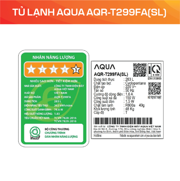 TỦ LẠNH AQUA AQR-T299FA(SL) - Ảnh 5