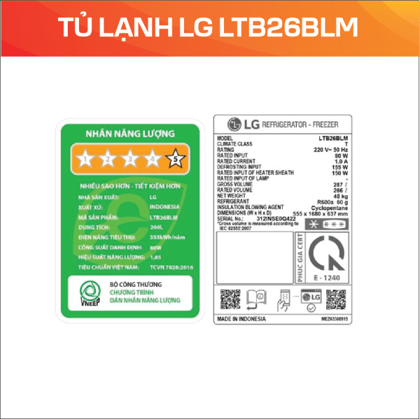 TỦ LẠNH LG LTB26BLM - Ảnh 5