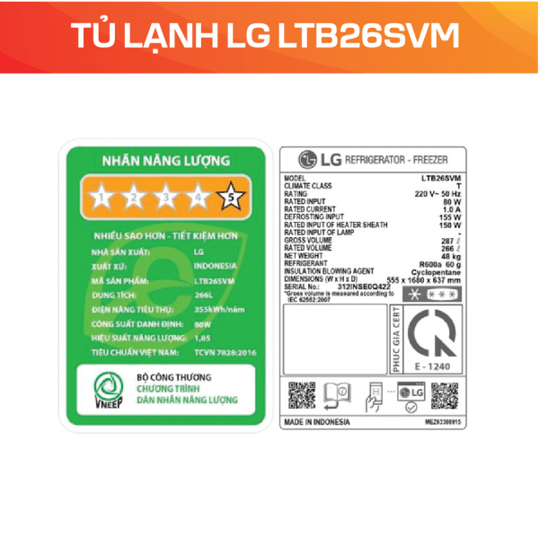TỦ LẠNH LG LTB26SVM - Ảnh 5