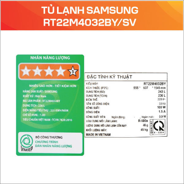 TỦ LẠNH SAMSUNG RT22M4032BY/SV - Ảnh 5